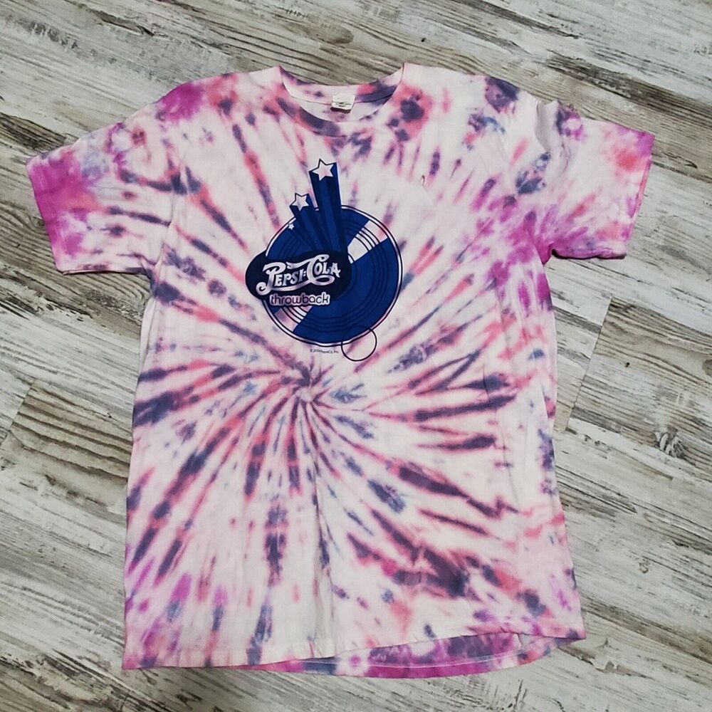 2009 Pepsi Cola Throwback Adult Shirt Size Large Spiral Tye Dye Hippie Beverage